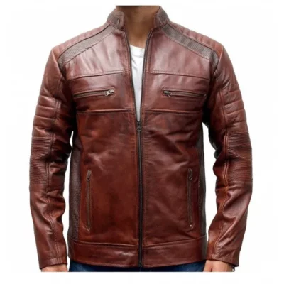 Mens Brown Racer Jacket